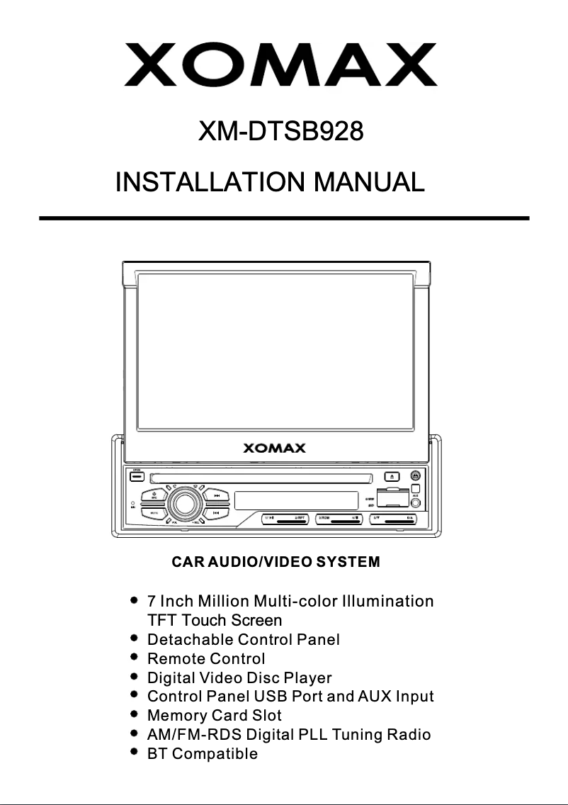 Page 1 de la notice Manuel utilisateur Xomax XM-DTSB928