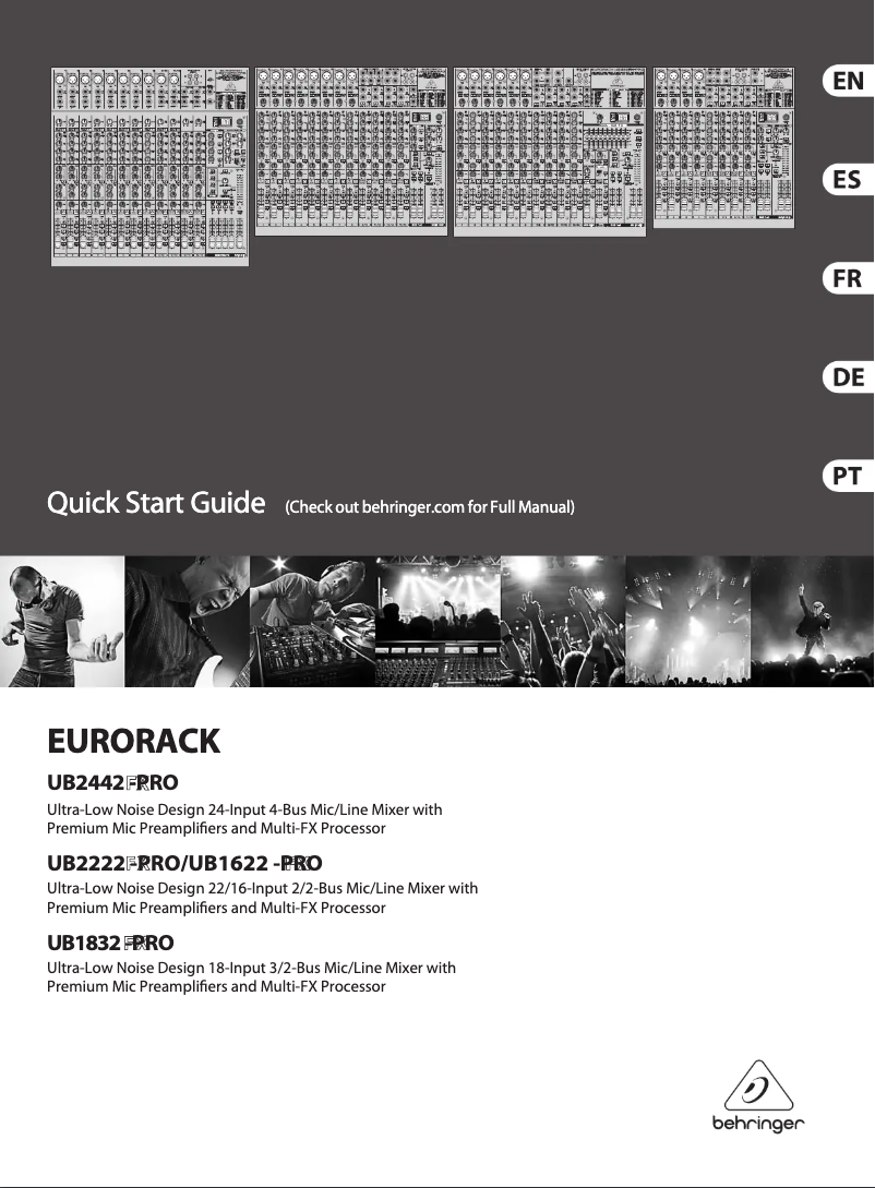 Page n°1 - Guide de démarrage rapide Behringer UB1622FX-PRO