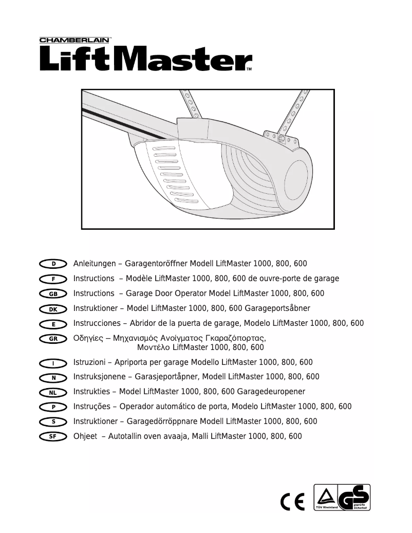Image de la première page du manuel de l'appareil Liftmaster 800