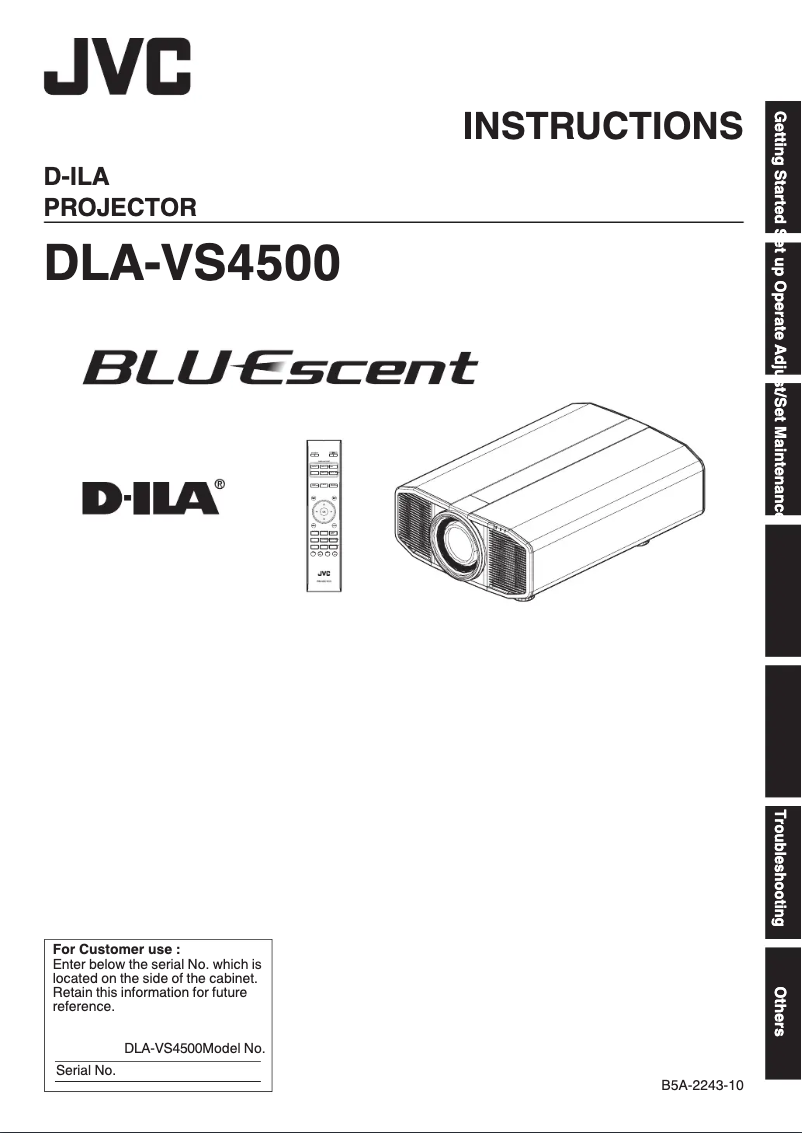 Page 1 de la notice Manuel utilisateur JVC DLA-VS4500