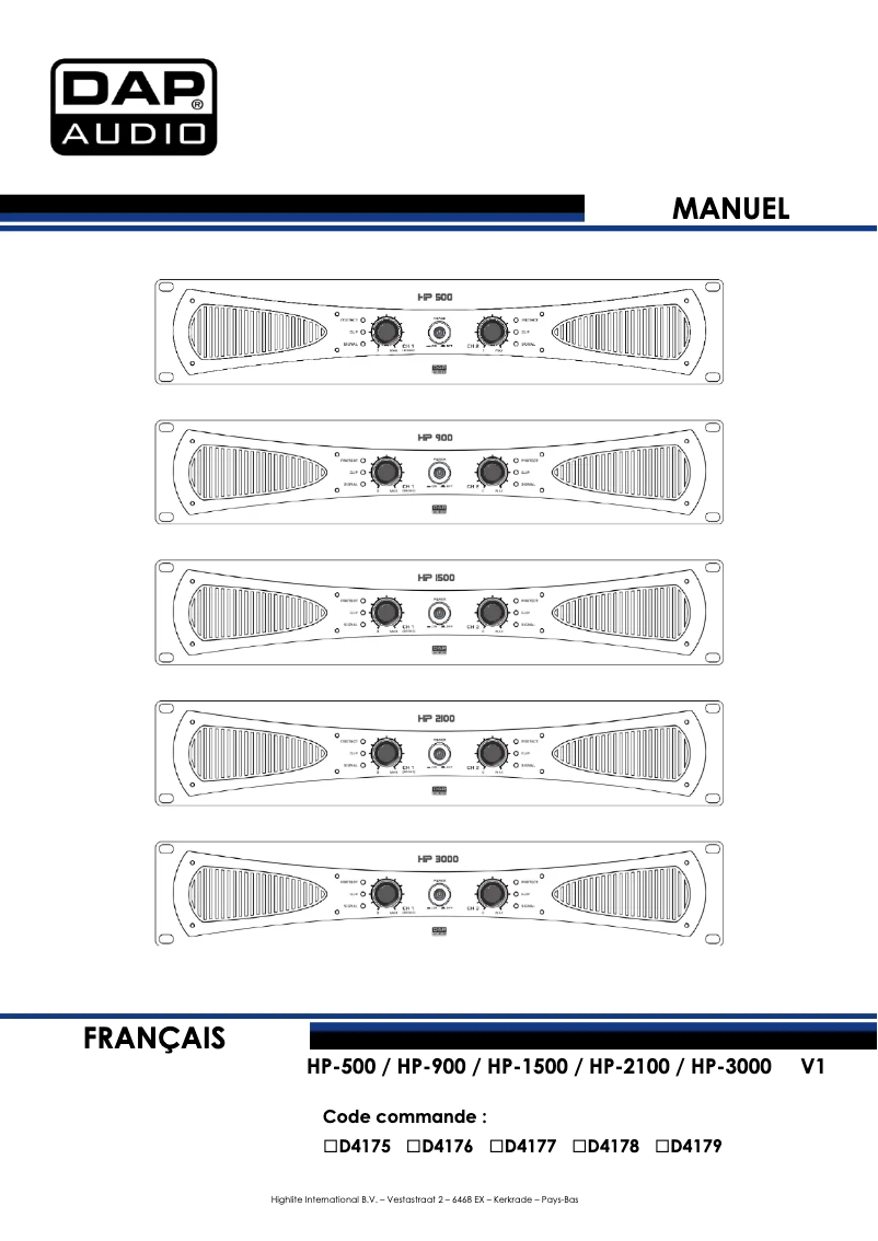 Page n°1 - Manuel utilisateur DAP-Audio HP-2100