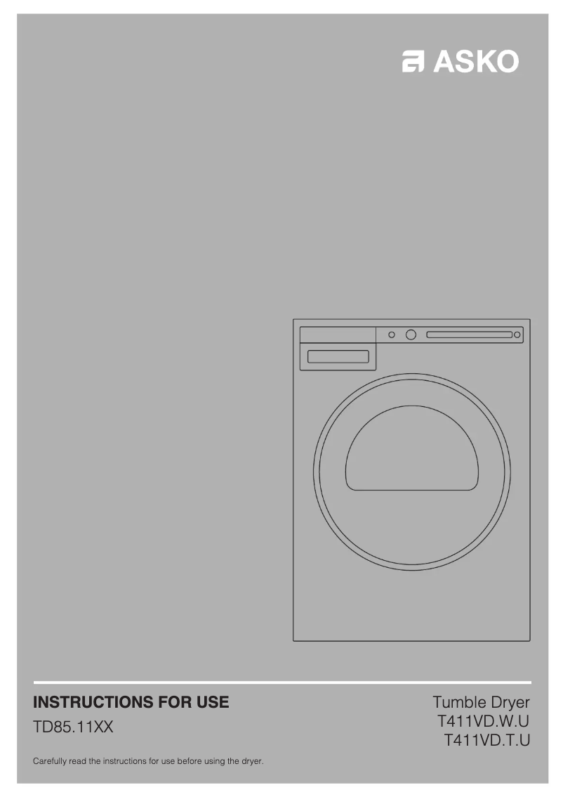 Page 1 de la notice Manuel utilisateur Asko T411VDT