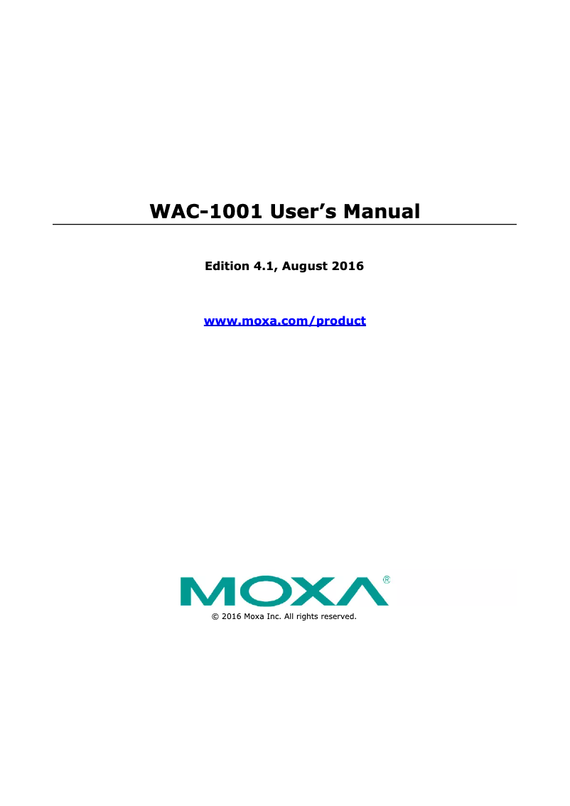 Page n°1 - Manuel utilisateur Moxa WAC-1001