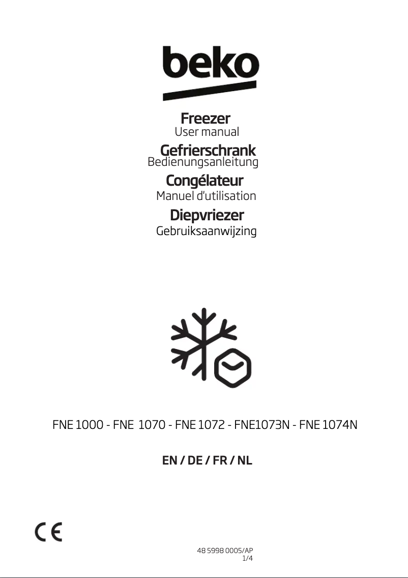 Page n°1 - Manuel utilisateur Beko FNE1074N