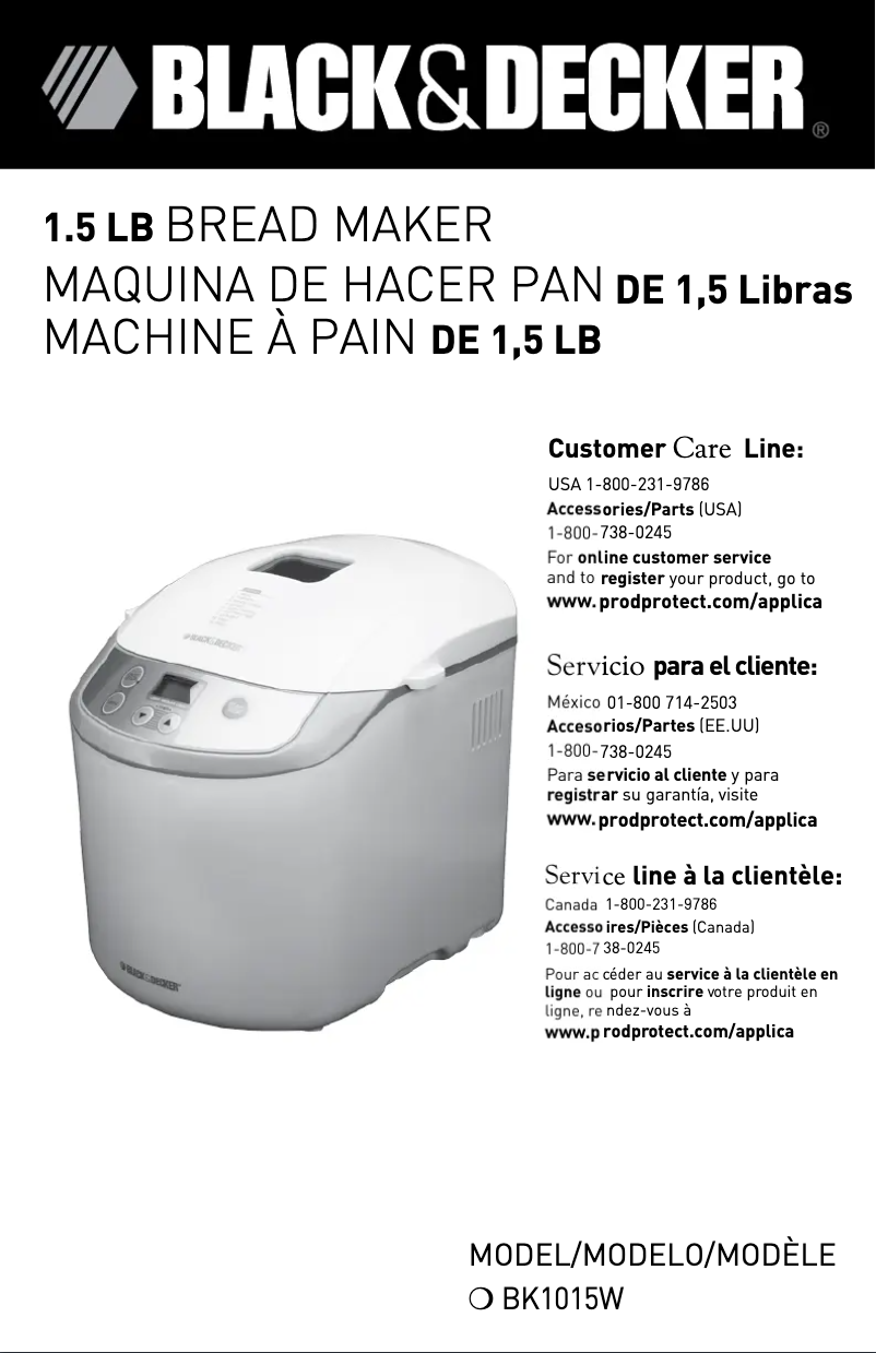 Page 1 de la notice Manuel utilisateur Black & Decker BK1015W