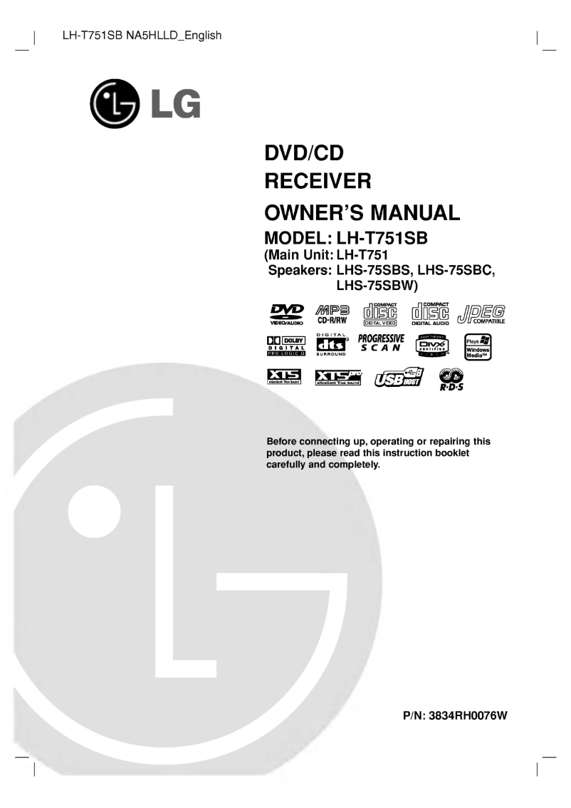 Page 1 de la notice Manuel utilisateur LG LH-T751SB