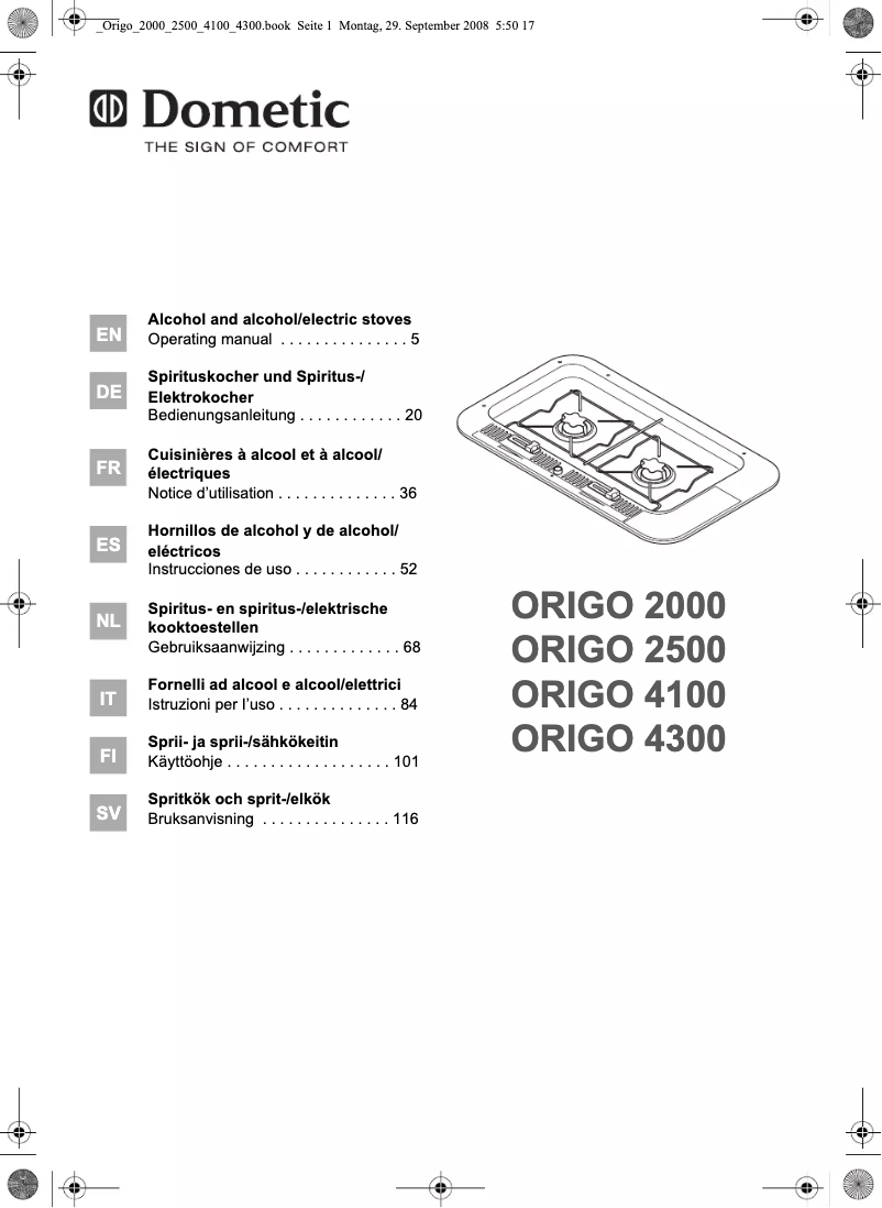 Imagen de la primera página del manual del dispositivo Origo 4300