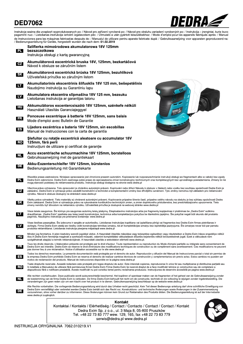 Image de la première page du manuel de l'appareil DED7062