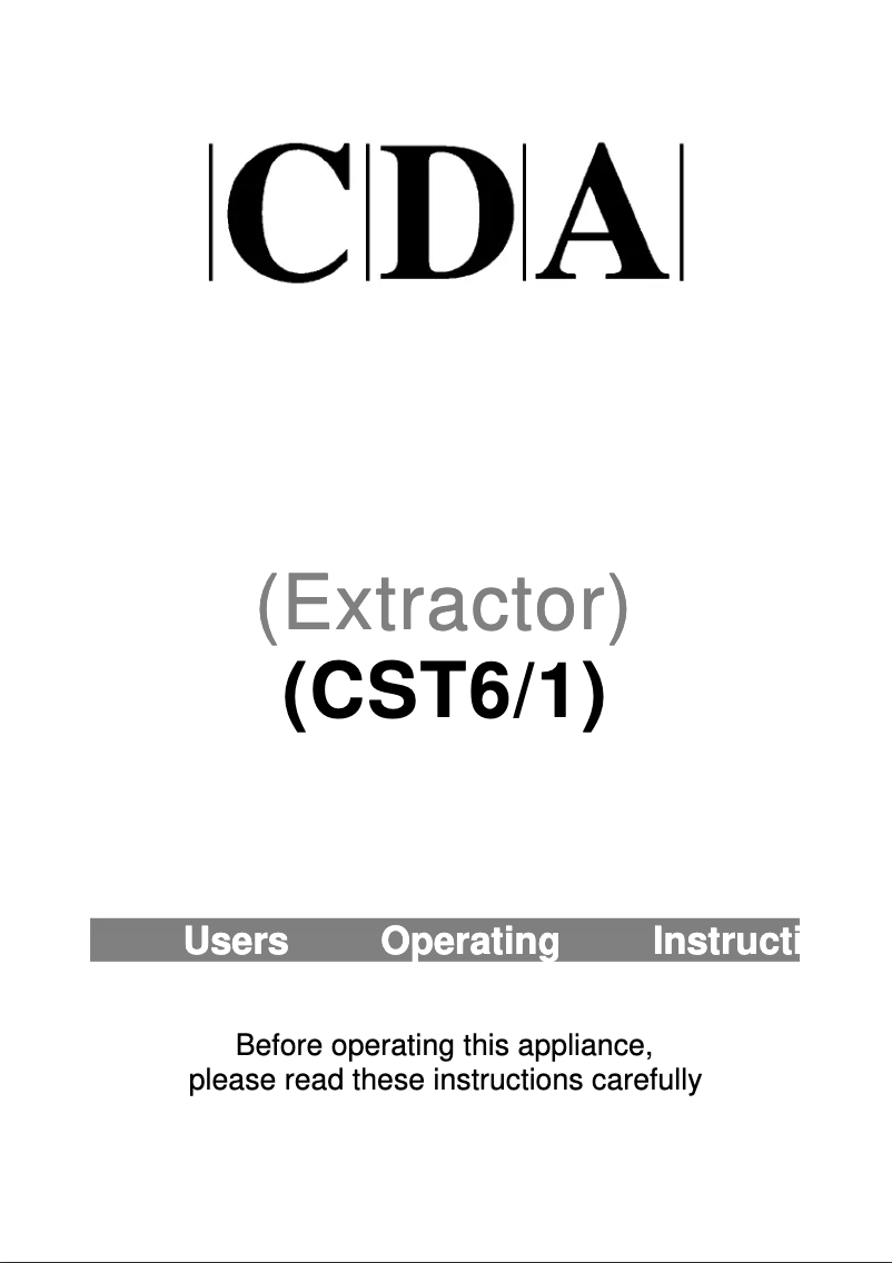Page n°1 - Manuel utilisateur CDA CST6WH