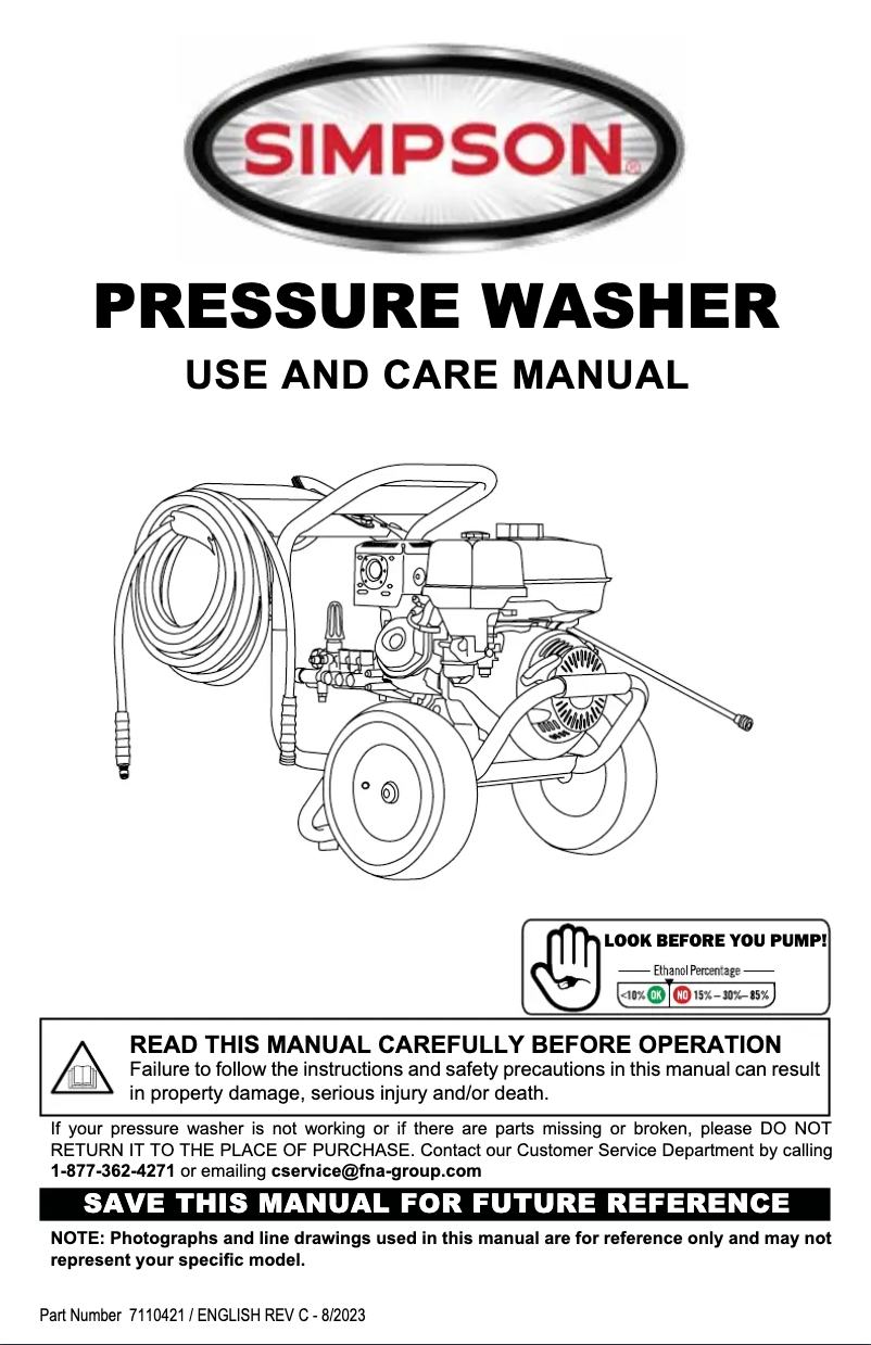Page 1 de la notice Manuel utilisateur Simpson Pro Series PS61375