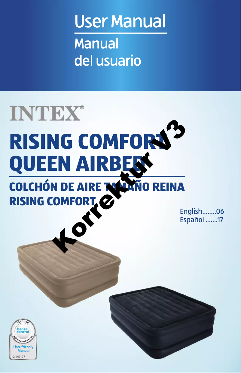 Image de la première page du manuel de l'appareil Rising Comfort Queen Airbed