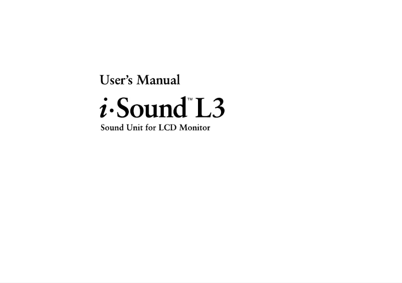 Page 1 de la notice Manuel utilisateur Eizo i.Sound L3