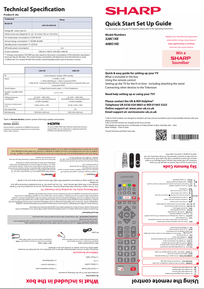 Page 1 de la notice Manuel utilisateur Sharp 32BC1KE