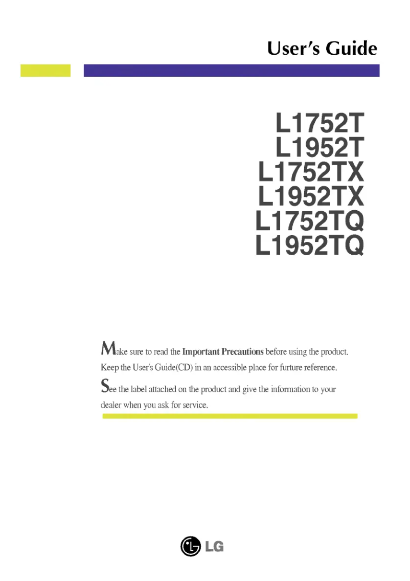 Page 1 de la notice Manuel utilisateur LG L1752T-SF