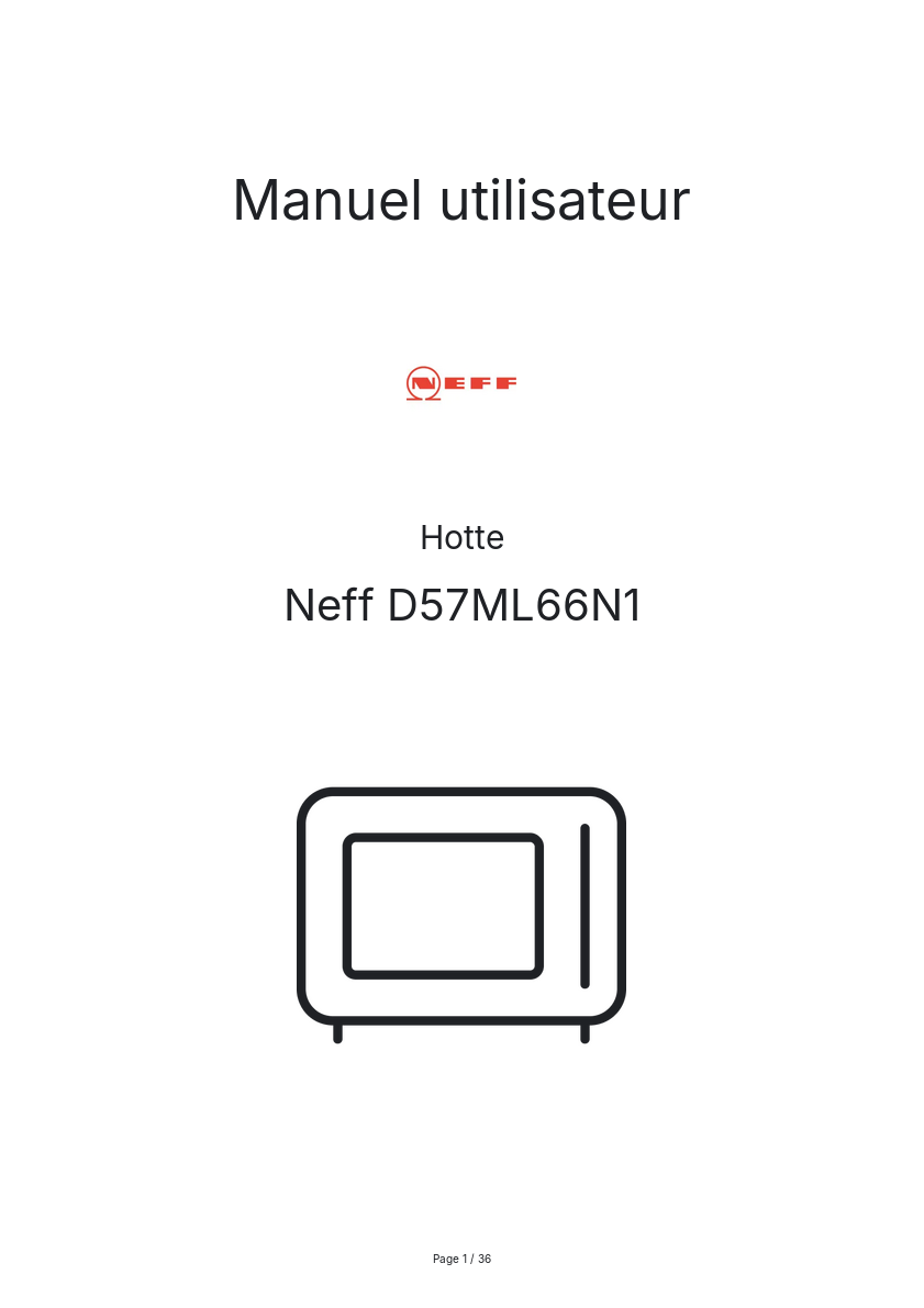 Page n°1 - Manuel utilisateur Neff D57ML66N1