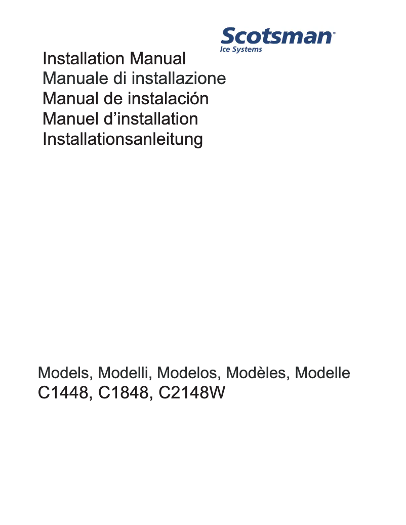 Page 1 de la notice Manuel utilisateur Scotsman Prodigy Plus C1448