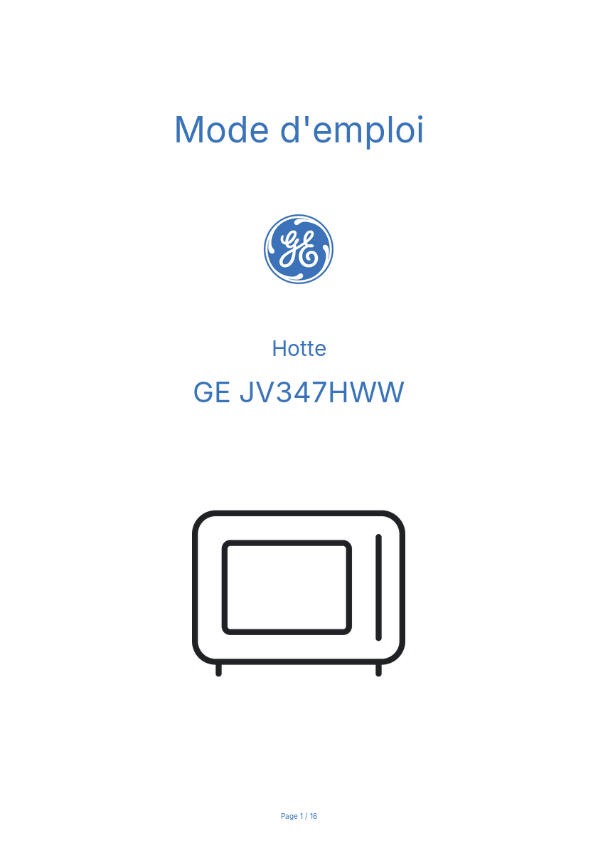 Page n°1 - Mode d'emploi GE JV347HWW