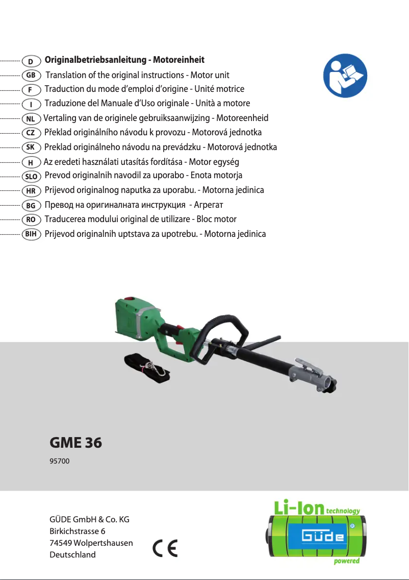 Page 1 de la notice Manuel utilisateur Güde GME 36