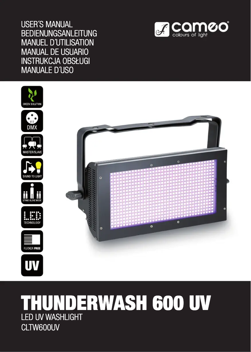 Image de la première page du manuel de l'appareil ThunderWash 600 UV