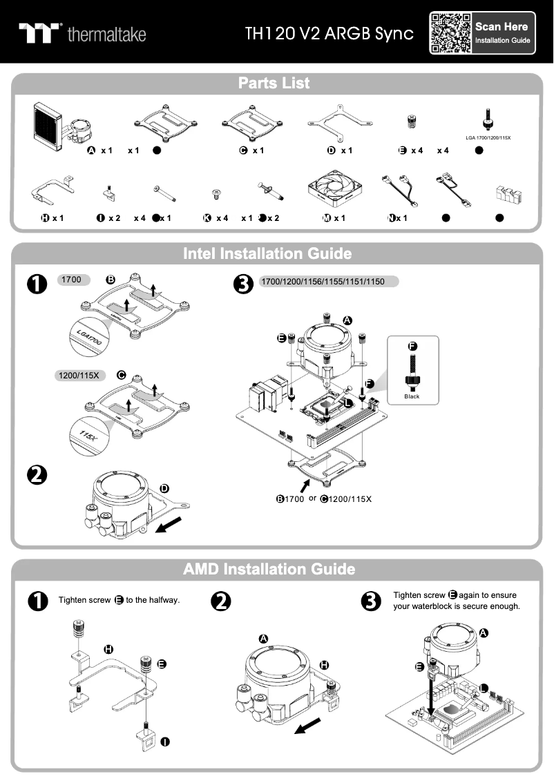 Page 1 de la notice Manuel utilisateur Thermaltake TH120 V2 ARGB Sync