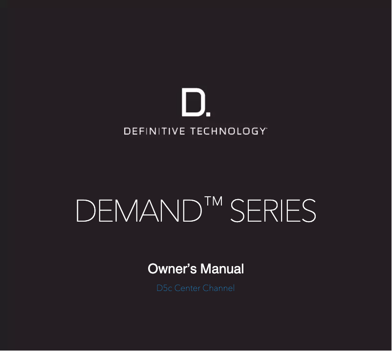 Page n°1 - Manuel utilisateur Definitive Technology Demand D5C