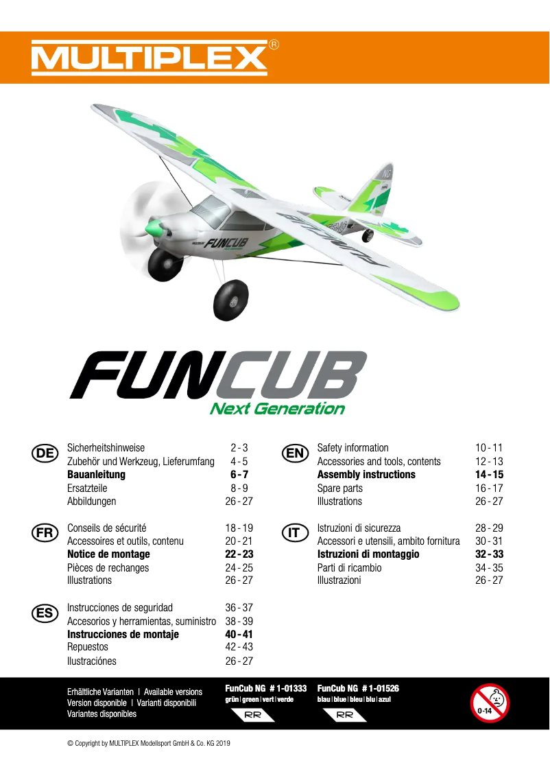 Página 1 del manual Manual de usuario Multiplex FunCub Next Generation