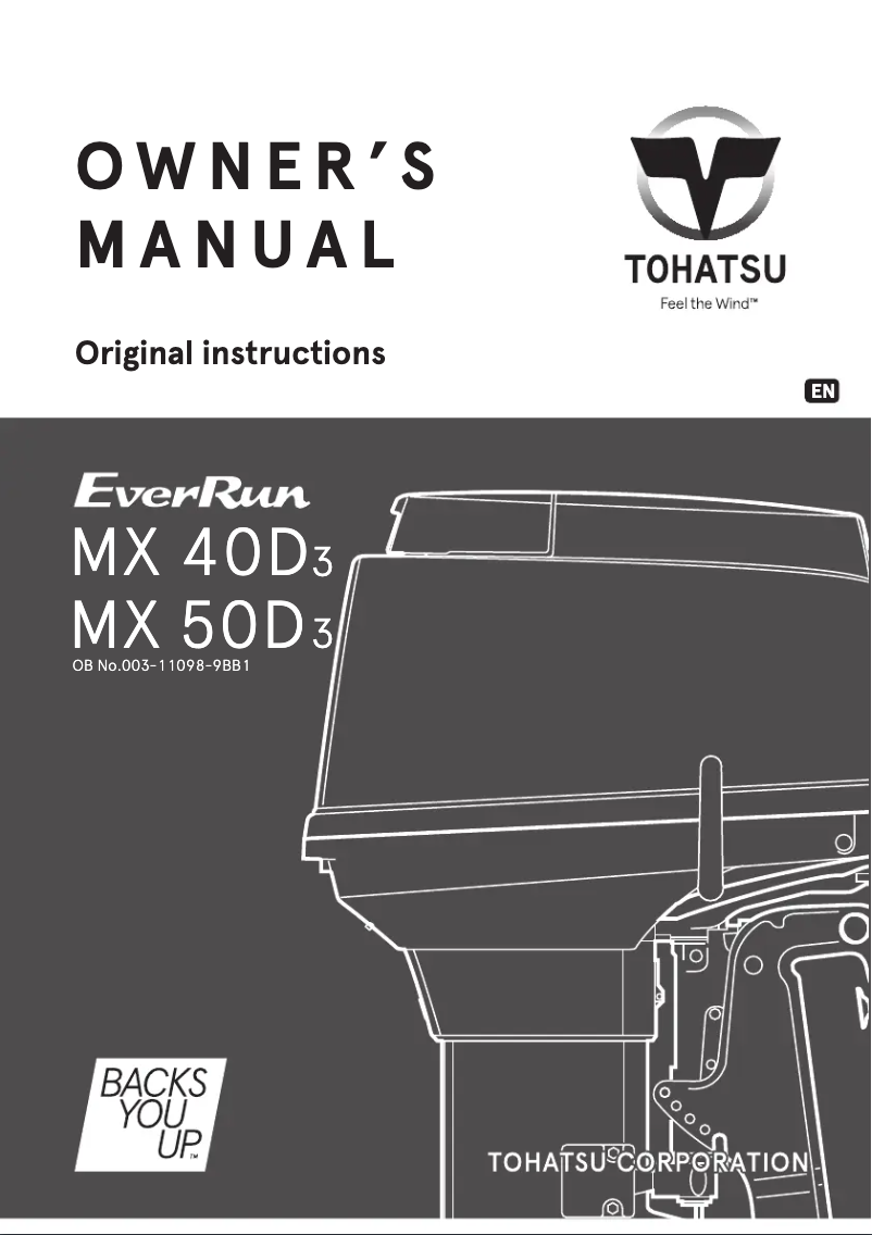 Page 1 de la notice Manuel utilisateur Tohatsu MX40D3