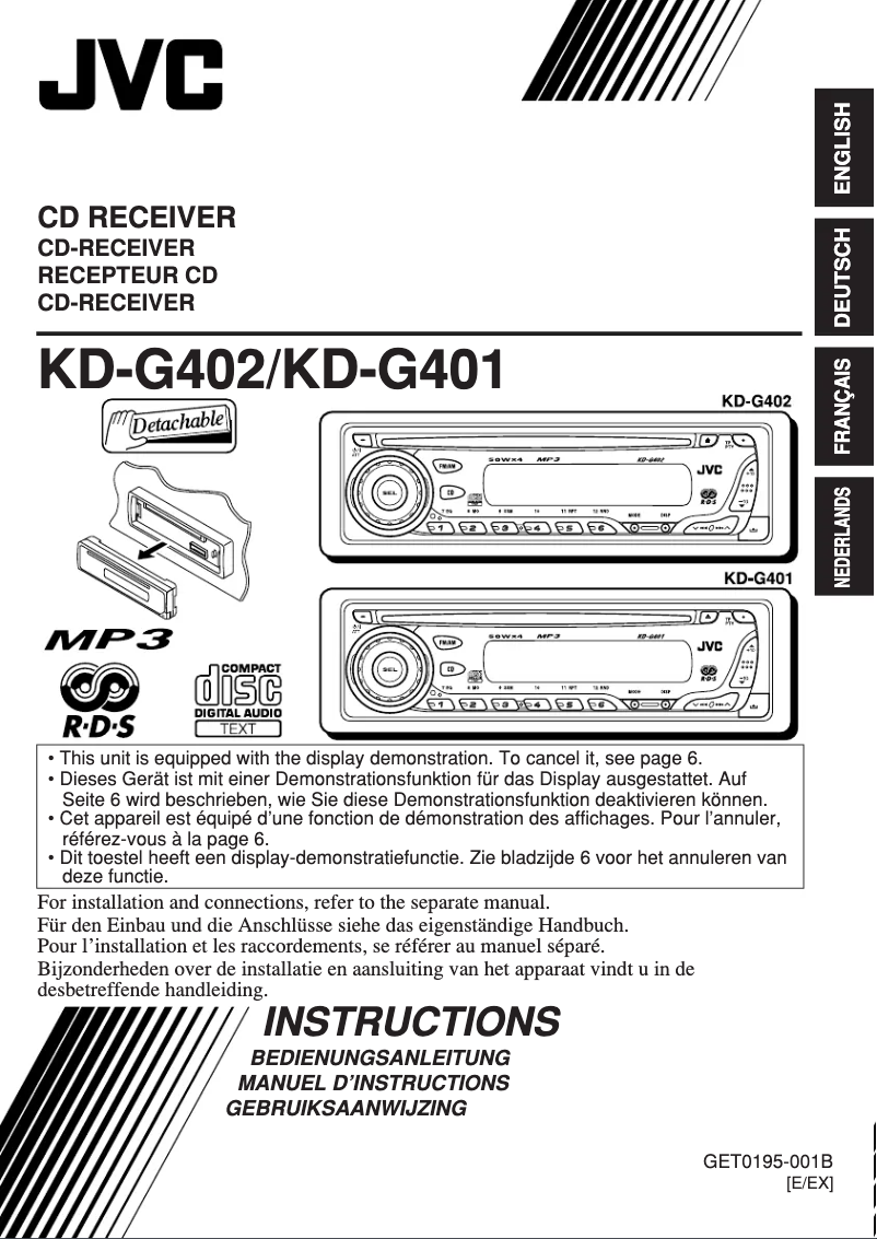 Page n°1 - Manuel utilisateur JVC KD-G402