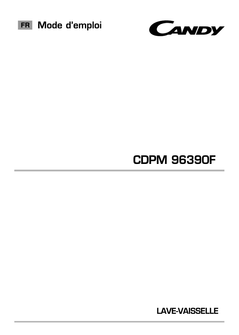 Page 1 de la notice Manuel utilisateur Candy CDPM 96390F-47