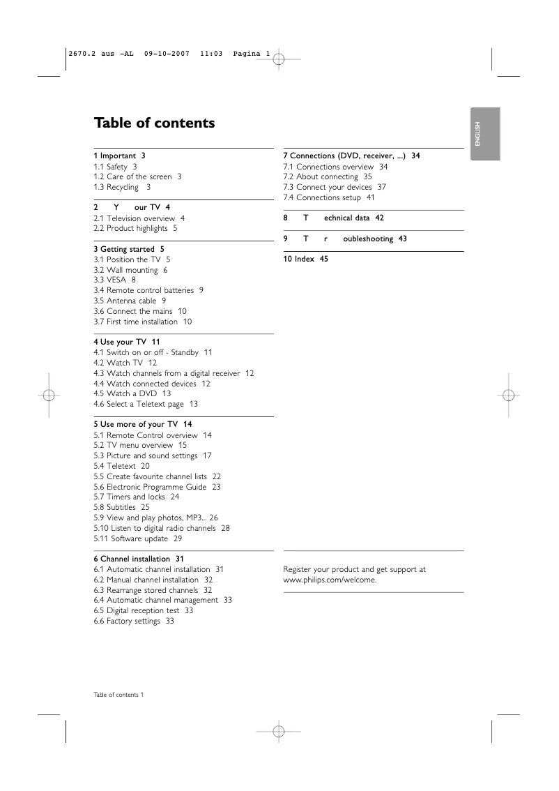 Page 1 de la notice Manuel utilisateur Philips 32PFL9432D