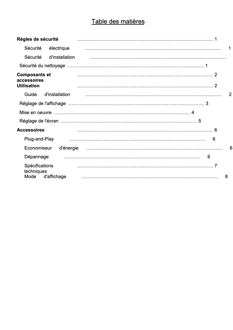 Page 1 de la notice Manuel utilisateur Acer AL1512