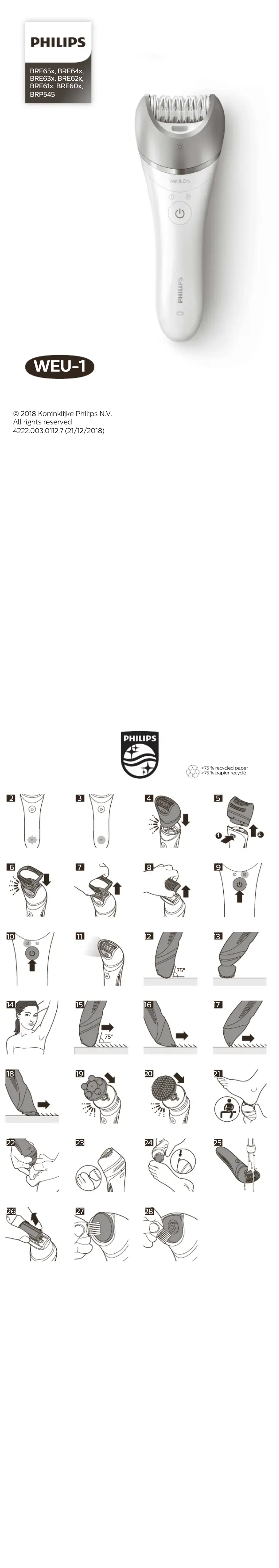 Page 1 de la notice Manuel utilisateur Philips Satinelle Advanced BRE631