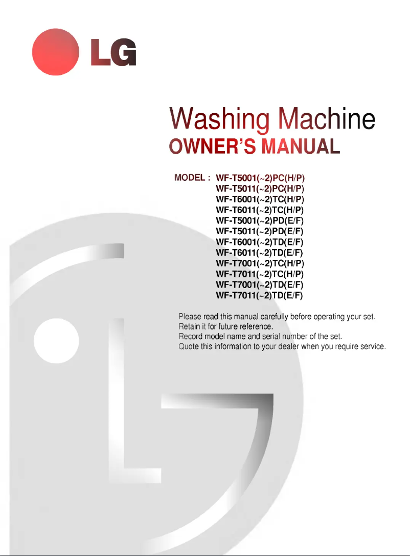 Page n°1 - Manuel utilisateur LG WF-T6011TH