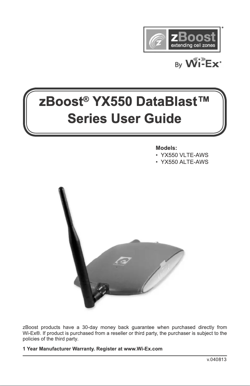 Page 1 de la notice Manuel utilisateur zBoost DataBlast YX550-VLTE-AWS