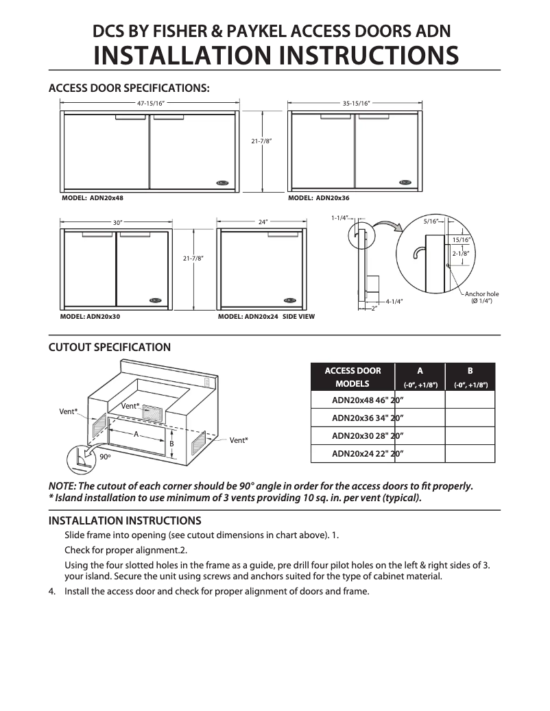 Image de la première page du manuel de l'appareil ADN1-20X48