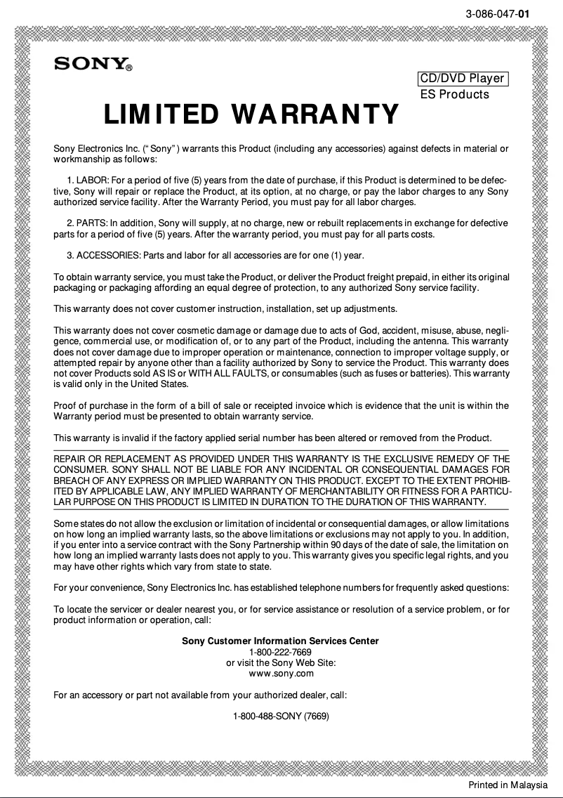 Image de la première page du manuel de l'appareil CDP-X7ESD