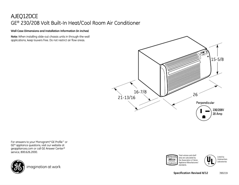 Image de la première page du manuel de l'appareil AJEQ12DCE