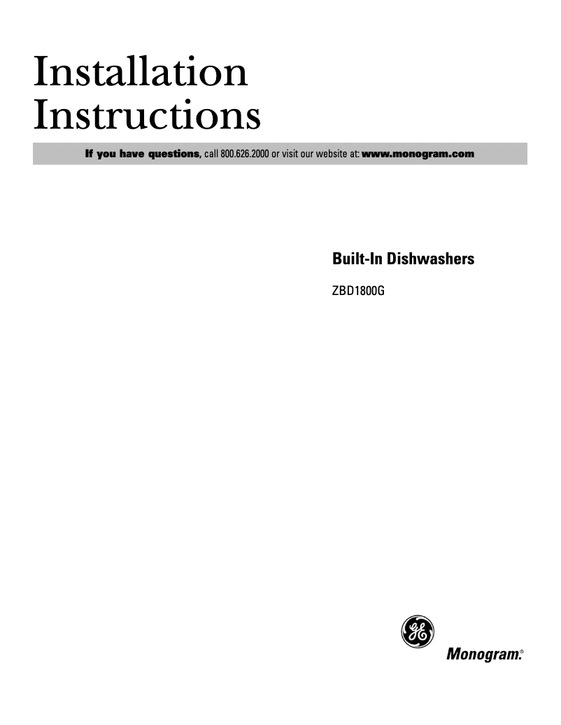 Image de la première page du manuel de l'appareil ZBD1800GSS