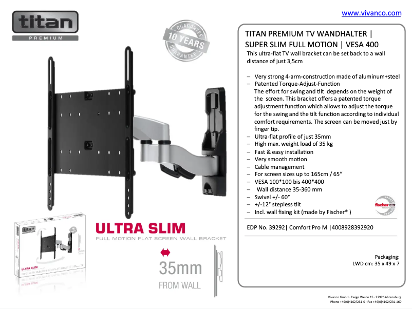Page n°1 - Fiche technique Titan Ultra Slim Pro L