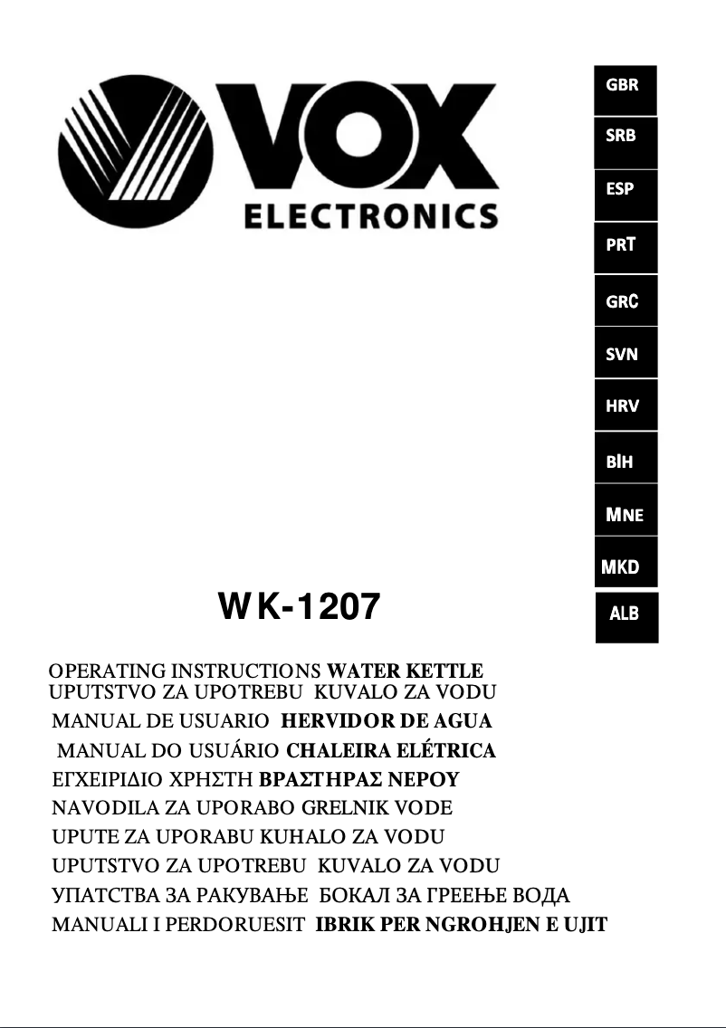 Page 1 de la notice Manuel utilisateur VOX WK1207