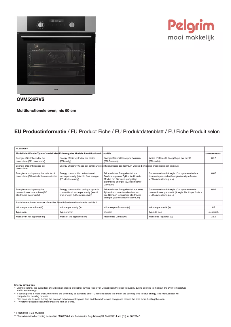Image de la première page du manuel de l'appareil OVM536RVS