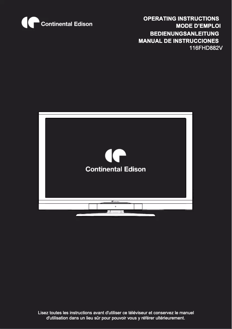 Page 1 de la notice Manuel utilisateur Continental Edison 116FHD882V