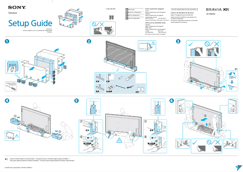 Página 1 del manual Guía de instalación Sony XR-98X90L
