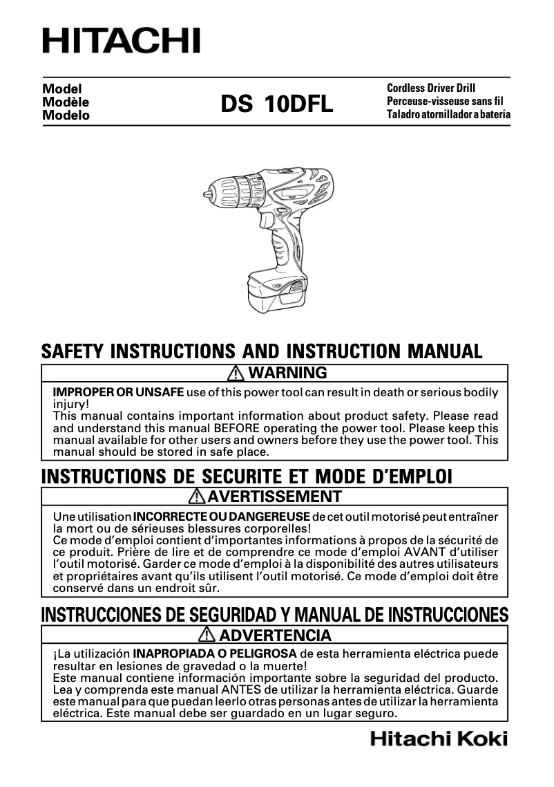 Page n°1 - Manuel utilisateur Hitachi DS10DFL