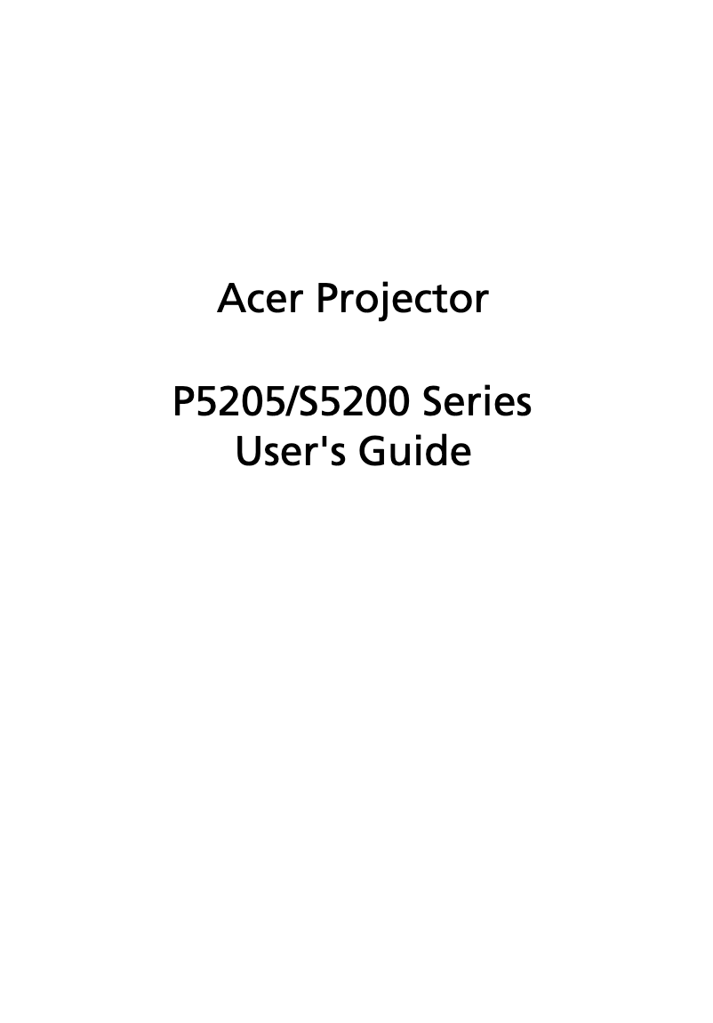 Page n°1 - Manuel utilisateur Acer P5207