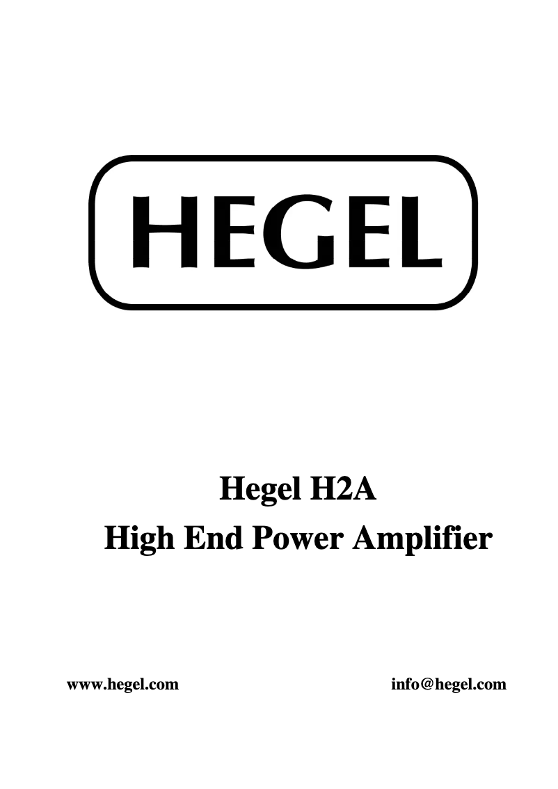 Page 1 de la notice Manuel utilisateur Hegel H2A