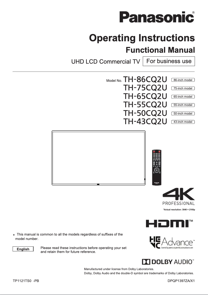 Image de la première page du manuel de l'appareil TH-65CQE2U