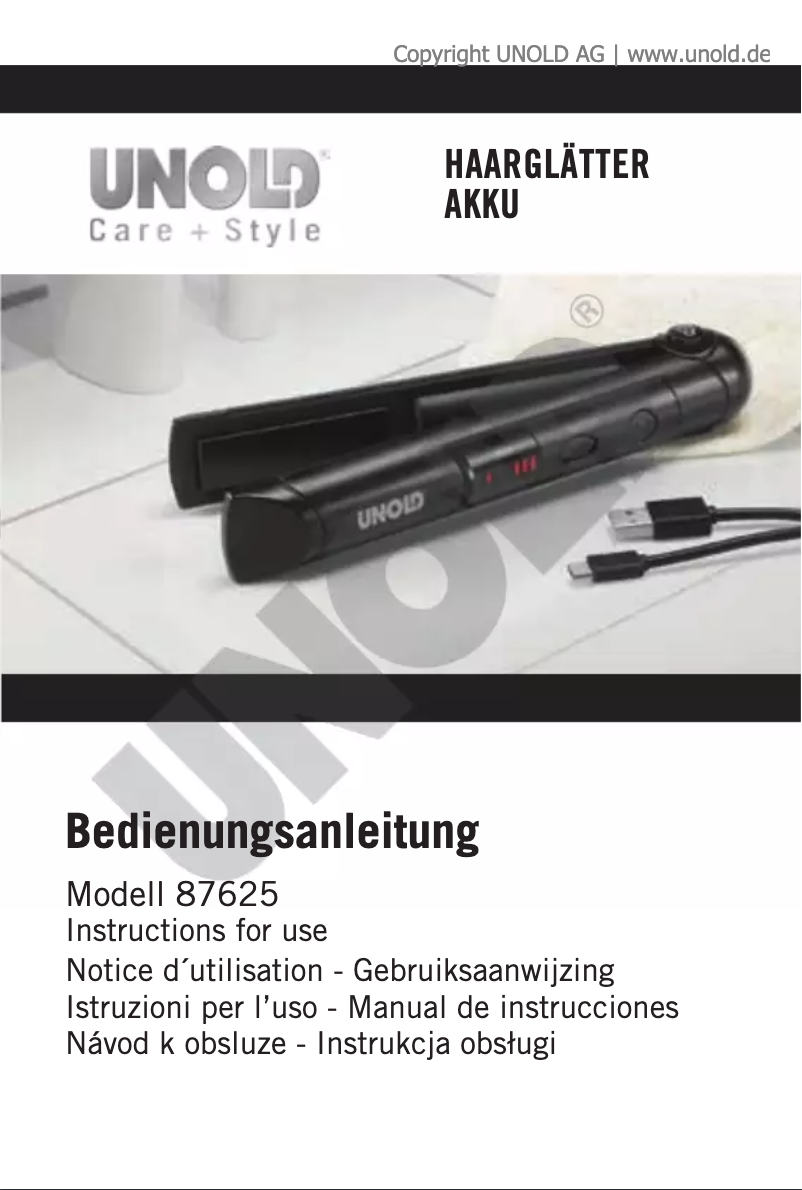 Page 1 de la notice Manuel utilisateur Unold 87625