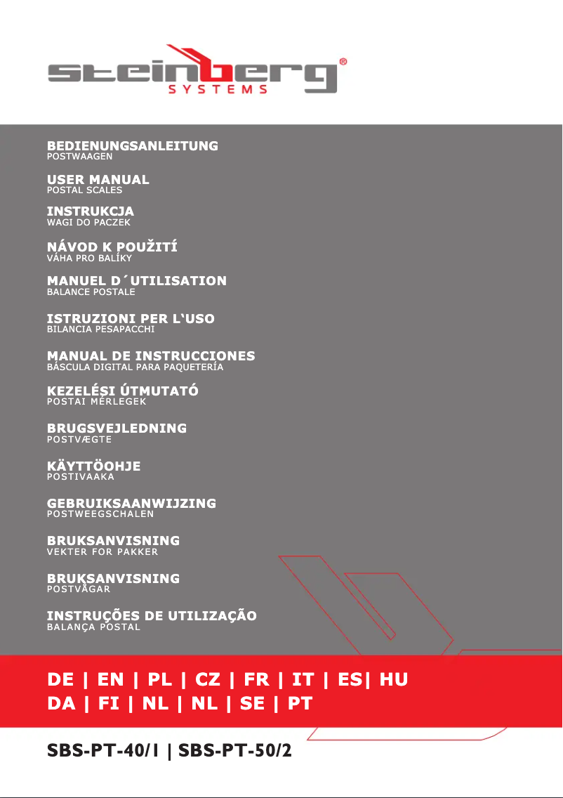 Page n°1 - Manuel utilisateur Steinberg SBS-PT-50/2
