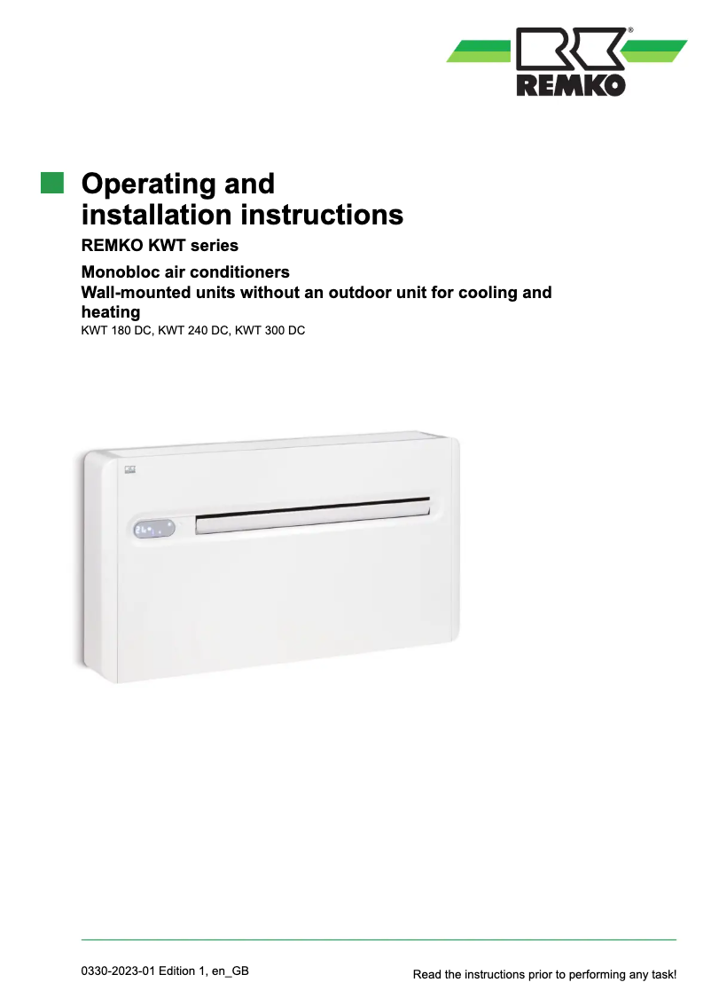 Imagen de la primera página del manual del dispositivo KWT 240 DC